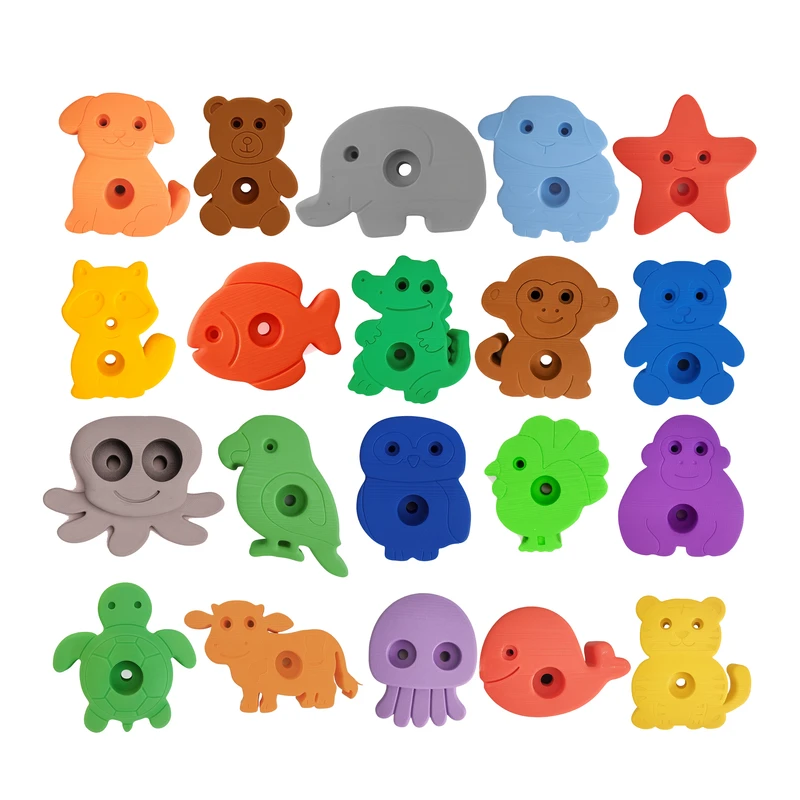 گیره صخره نوردی کودک حیوانات (بسته 20عددی)